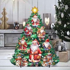 Santa Claus-Themed Christmas Tree Outdoor Indoor Decor Wooden Christmas Decoration by G. Debrekht Christmas Decor - 8191516F