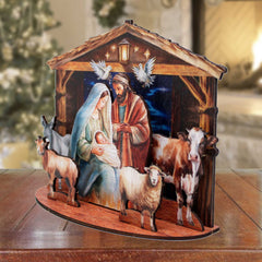 Classic Holy Family Nativity Scene Decorative Village Eco Wood Set by G. Debrekht Nativity Holiday Decor