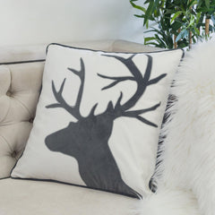 Holiday Reindeer Velvet Accent Pillow 20x20 with Festive Reindeer Design – Multiple Colors