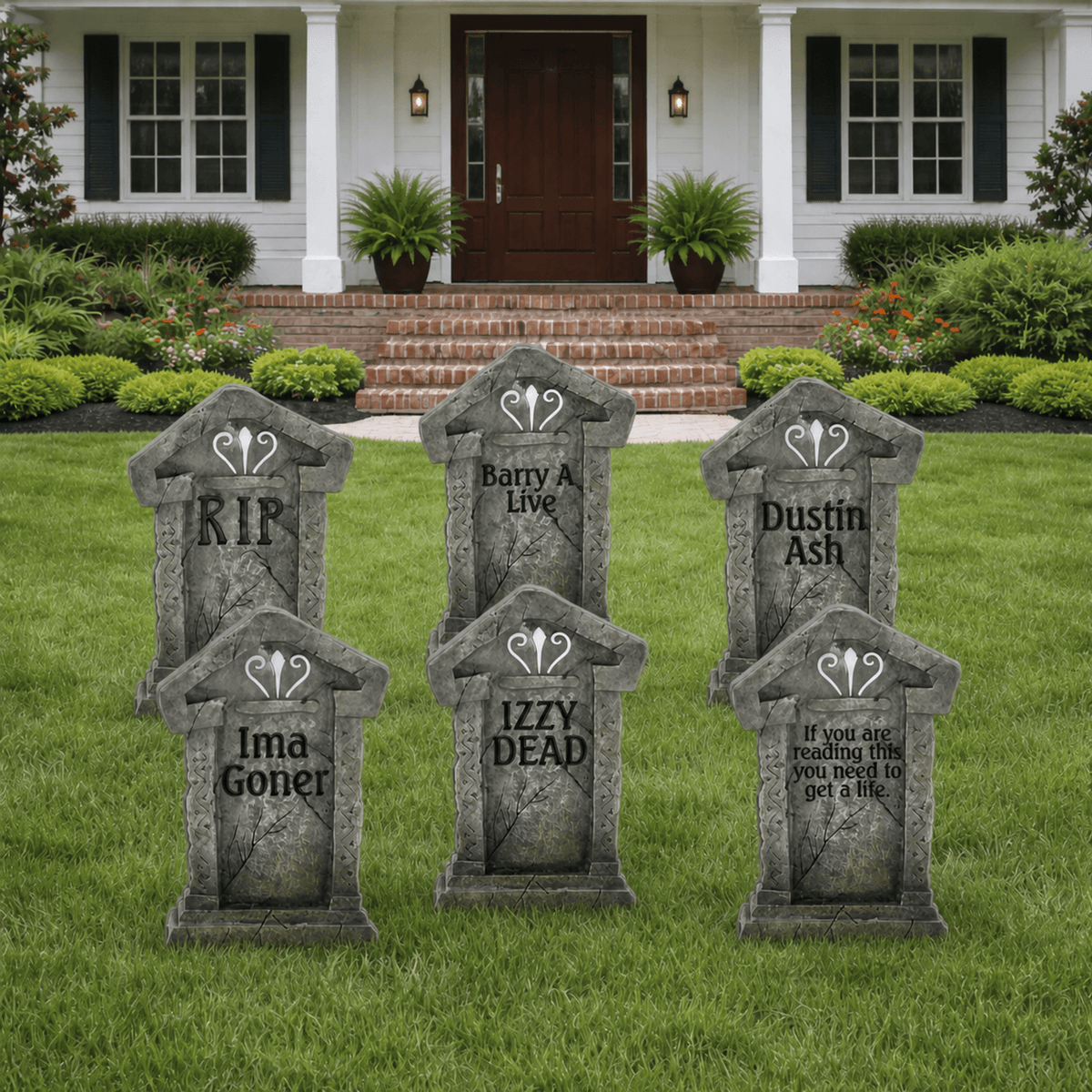 Fake Tombstones Halloween Yard Decoration | Set of 6