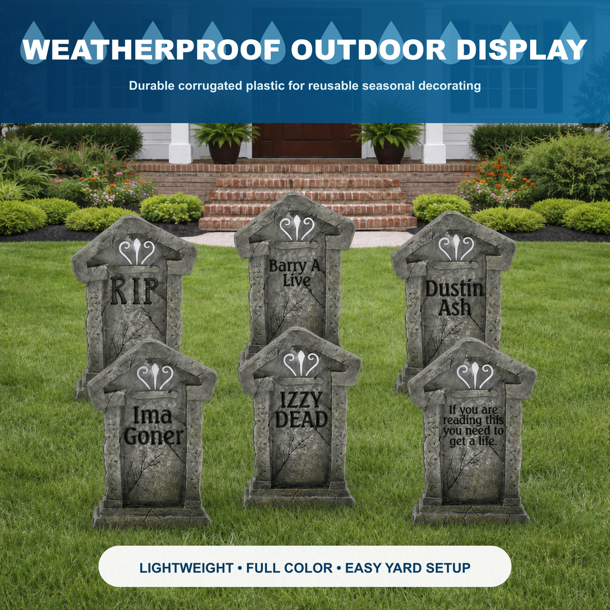Fake Tombstones Halloween Yard Decoration | Set of 6