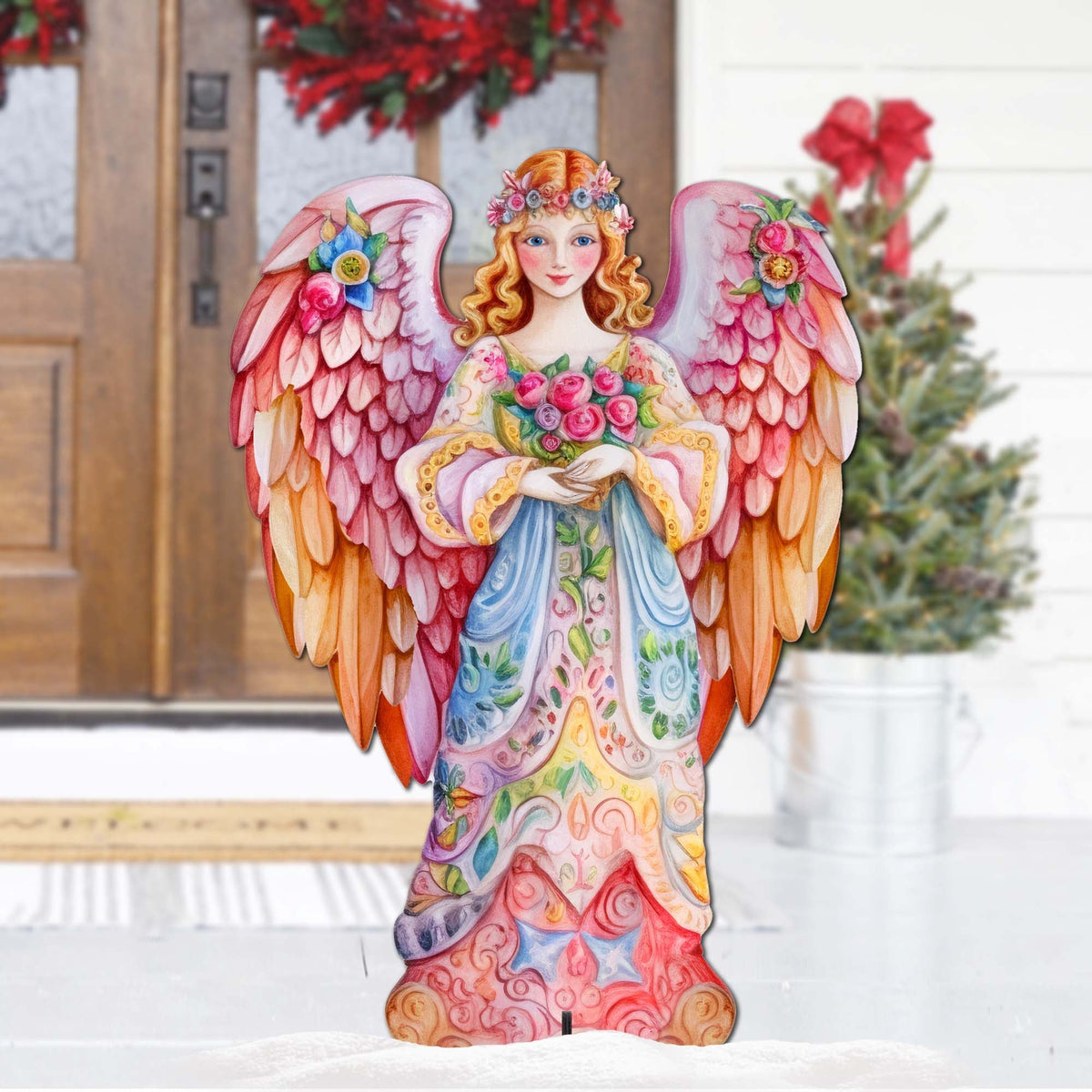 Pink Floral Angel Outdoor Decor by G. Debrekht - Nativity Holiday Decor