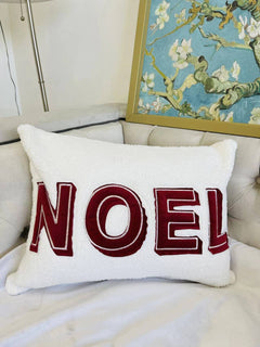 Noel Christmas Throw Pillow with Insert - Festive Holiday Polyester