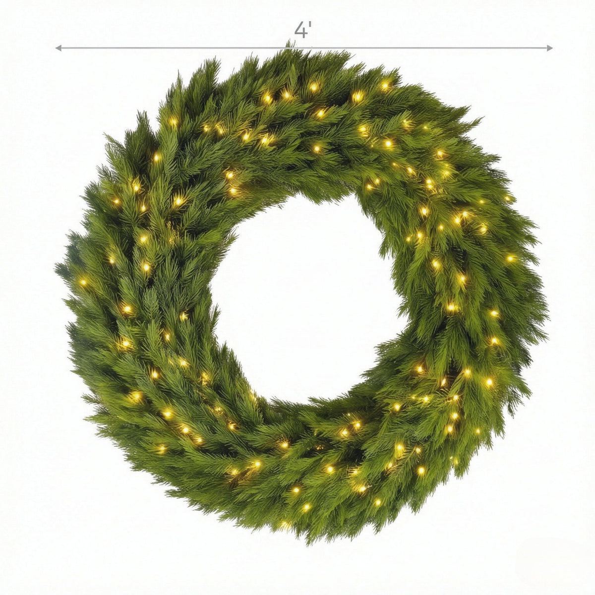 48in Pre-Lit Norwegian Spruce Christmas Wreath with 150 LED Lights - Green