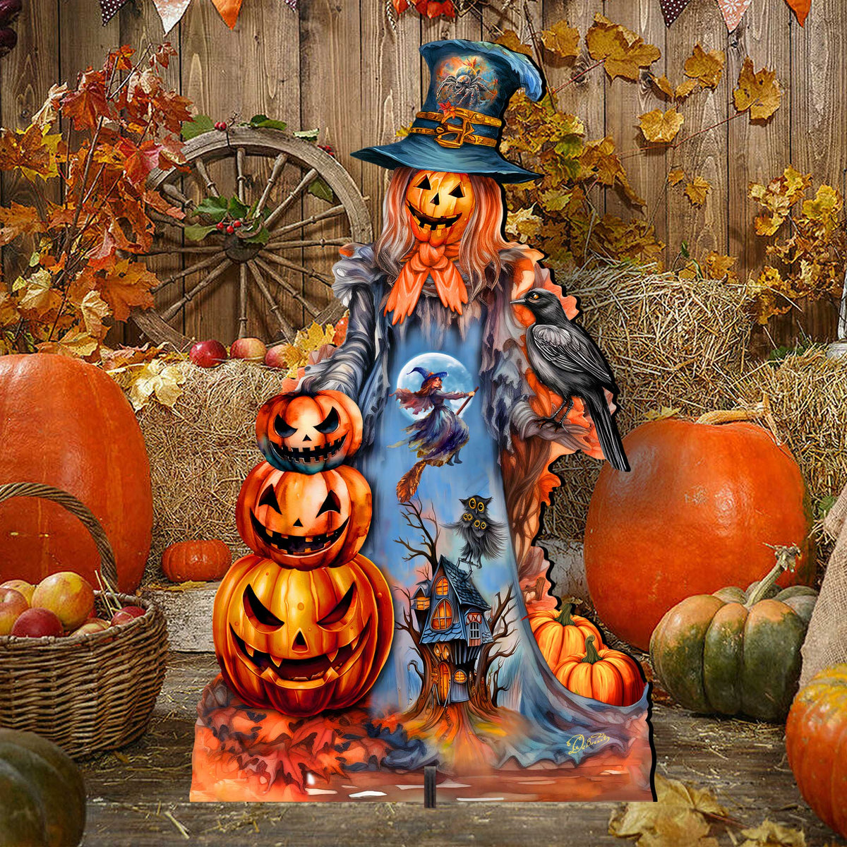 Halloween Pumpkin Scarecrow Freestanding Decor - Halloween Garden Decor by G. Debrekht - Halloween Decor- 8652796F