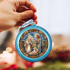 A Blessed Gathering - Holy Family Nativity Ball Glass Ornament by G. Debrekht - Nativity Holiday Decor - 73567C