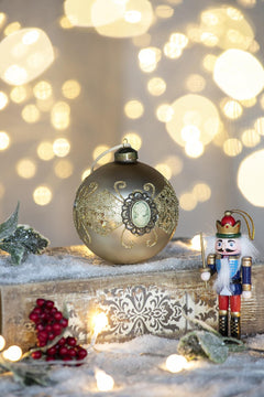 Decorative Glass Christmas Ball Ornaments Set with Hanging String – Gold or Red