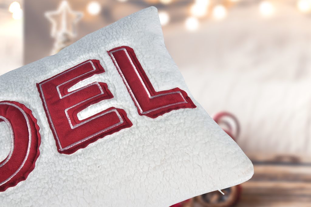 Noel Christmas Throw Pillow with Insert - Festive Holiday Polyester