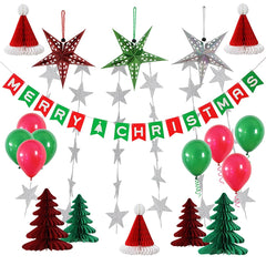 Merry Christmas Hat and Tree Latex Balloon Set