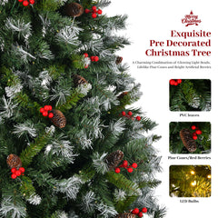 9-Foot Pre-Lit Pre-Decorated Pine Artificial Christmas Tree, 600 Lights, Green