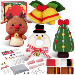 Christmas Tree Bells Reindeer and Snowman Needle Felting Kit by Wizardi F07N8-Z-11