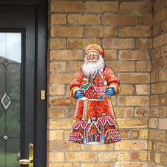 Santa and the Gingerbread House Holiday Door Decor by G. Debrekht - Christmas Santa Snowman Decor - 8691404H