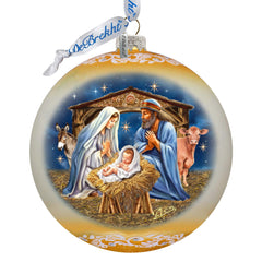 From Stable to Savior Lg Glass Ornament by G.Debrekht - Nativity Holiday Decor - 73956G