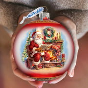 Santas Cozy Audit Lg Glass Ornament by G.Debrekht - Christmas Santa Snowman Decor - 73957