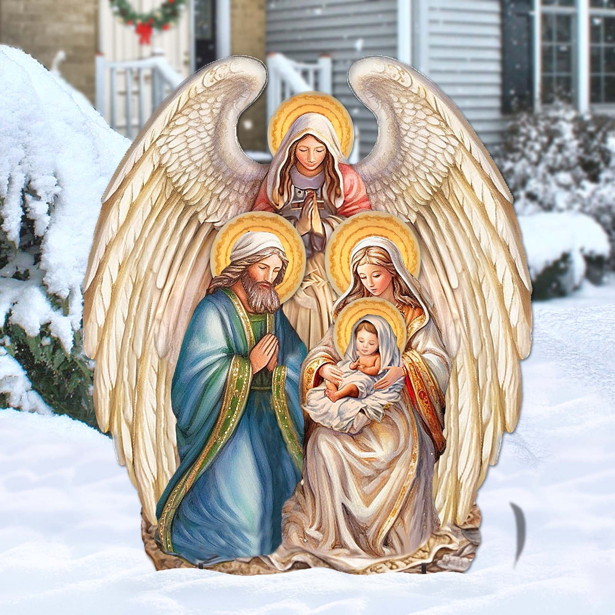 Nativity with Angel Outdoor Decor by G. Debrekht - Nativity Holiday Decor - 8611056F
