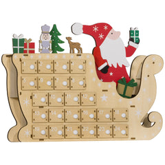 Christmas Advent Calendar with 24 Countdown Drawers - Santa & Sleigh Design