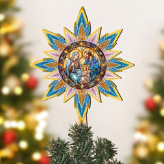 Peaceful Nativity Star Tree Topper Wooden Decor by G. Debrekht - Nativity Holiday Decor - 89505
