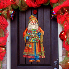 Santa's Wreath of Joy Holiday Door Decor by G. Debrekht - Christmas Santa Snowman Decor - 8691402H