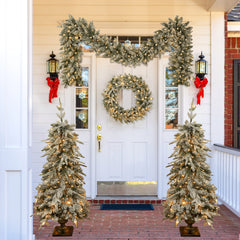 Pre-Lit Artificial Christmas Tree Set with LED Lights - 4-Piece PVC