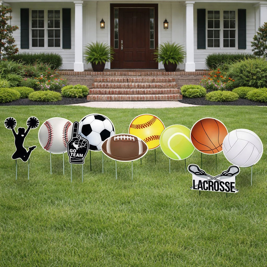 10-Pack Sports Birthday Yard Signs Decorations with Stakes