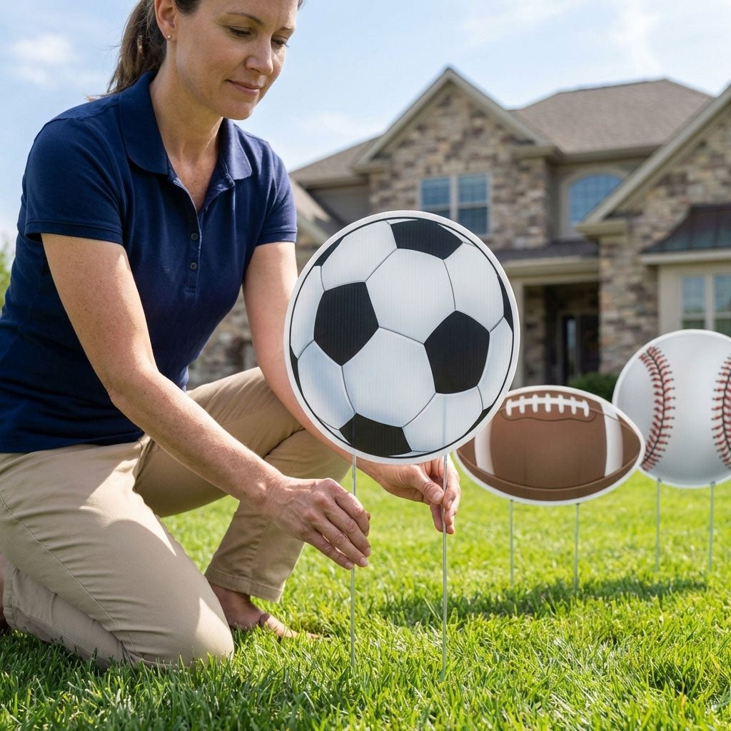 10-Pack Sports Birthday Yard Signs Decorations with Stakes