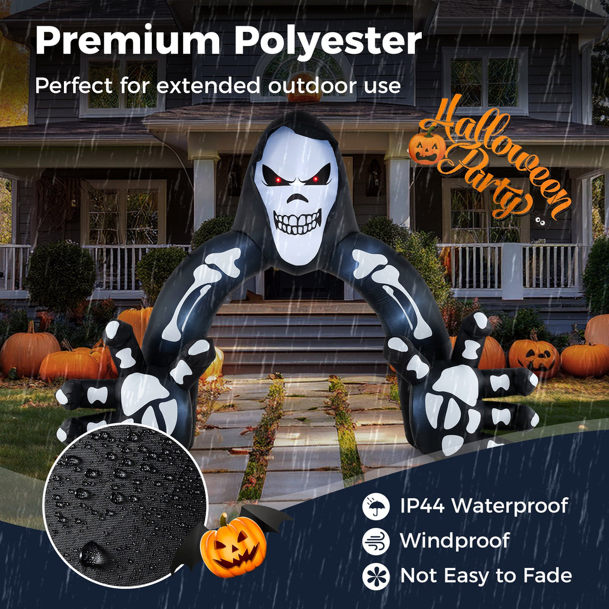 Halloween Inflatable Grim Reaper Archway with Stakes and Water Bags