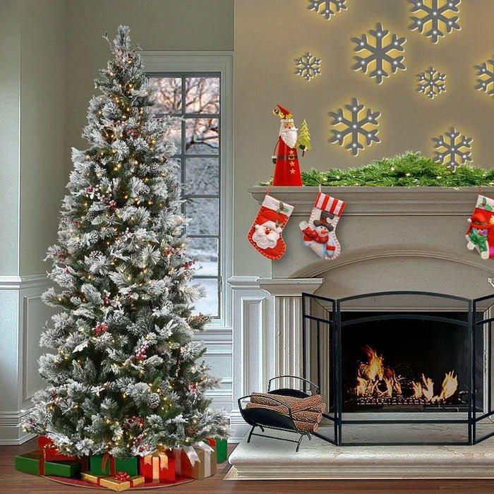 9 ft Lighted Artificial Pine Christmas Tree with 700 Clear Lights