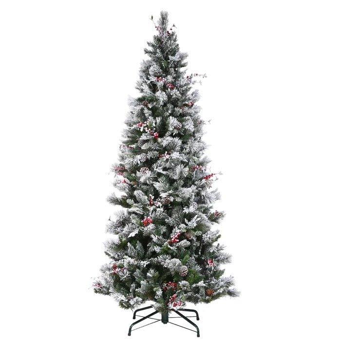 9 ft Lighted Artificial Pine Christmas Tree with 700 Clear Lights