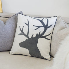 Holiday Reindeer Velvet Accent Pillow 20x20 with Festive Reindeer Design – Multiple Colors