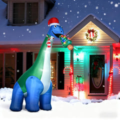 11-Foot Inflatable Christmas Dinosaur with LED Lights, White