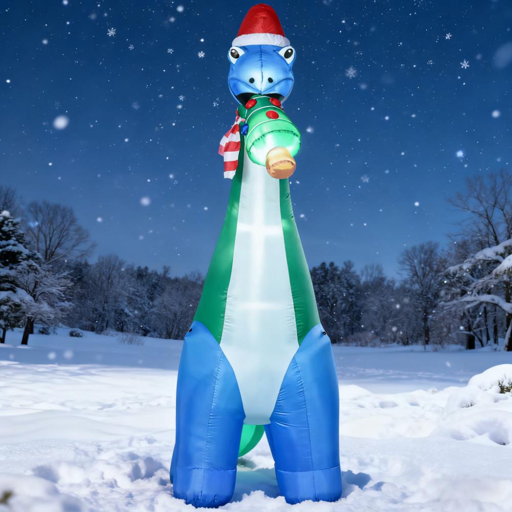 11-Foot Inflatable Christmas Dinosaur with LED Lights, White