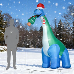 11-Foot Inflatable Christmas Dinosaur with LED Lights, White