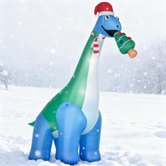 11-Foot Inflatable Christmas Dinosaur with LED Lights, White