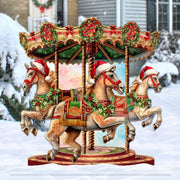 Christmas Carousel Outdoor Decor by G. Debrekht - Christmas Santa Snowman Decor - 8611030F