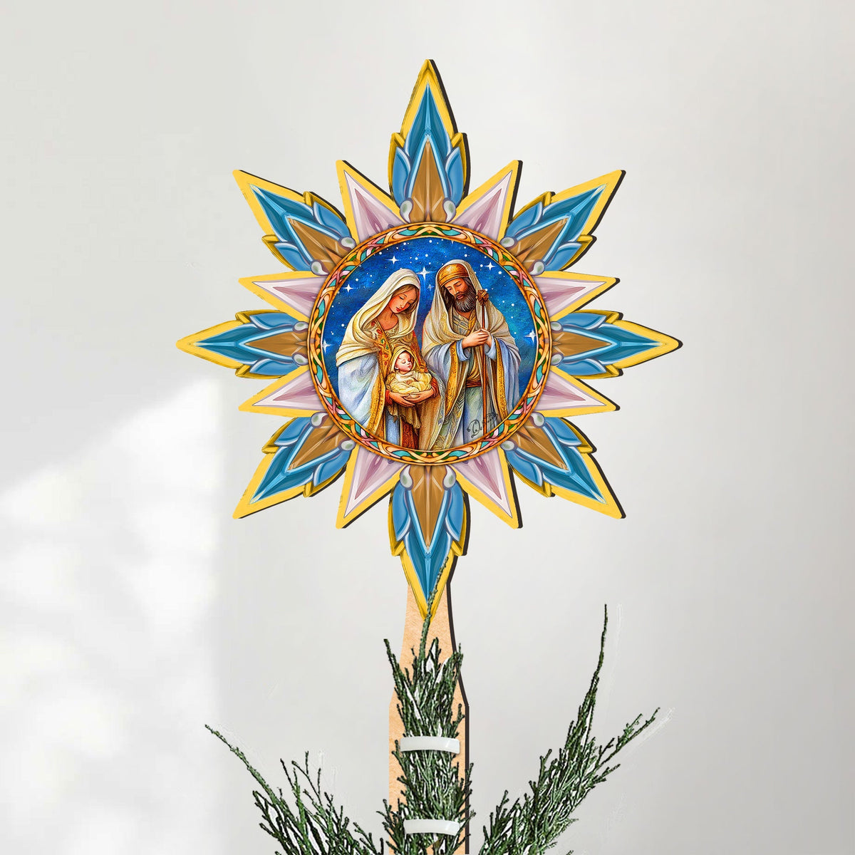 Born Under Bright Star Tree Topper Wooden Decor by G. Debrekht - Nativity Holiday Decor - 89503