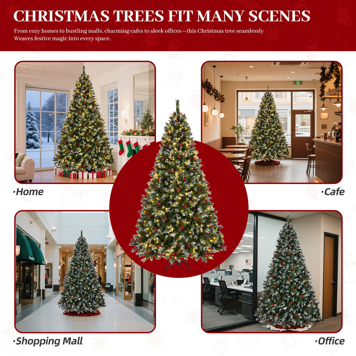9-Foot Pre-Lit Pre-Decorated Pine Artificial Christmas Tree, 600 Lights, Green