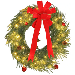 Christmas Wreath with LED Lights for Front Door