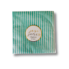 Turquoise Striped Large Disposable Paper Napkins (16pcs)