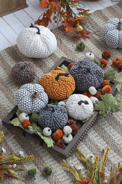 Knite Pumpkin Ornament Decor for Holiday Harvest – Gray or Dark Gray