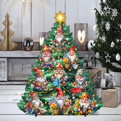 Gnomes-Themed Christmas Tree Outdoor Indoor Decor Wooden Christmas Decoration by G. Debrekht Christmas Decor - 8191512F