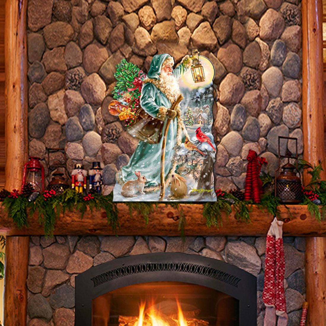 Saint Nicholas Christmas Door Decor - Christmas Santa Snowman Decor
