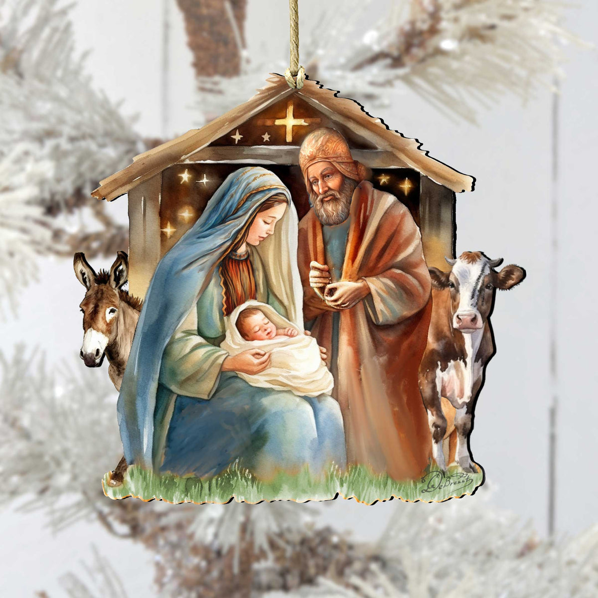 Born Under Bright Star Nativity Wooden Ornaments by G. DeBrekht Nativity Holiday Decor - 8611082