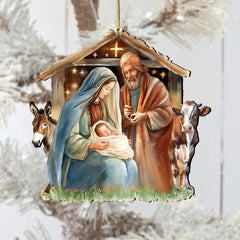 Born Under Bright Star Nativity Wooden Ornaments by G. DeBrekht Nativity Holiday Decor - 8611082