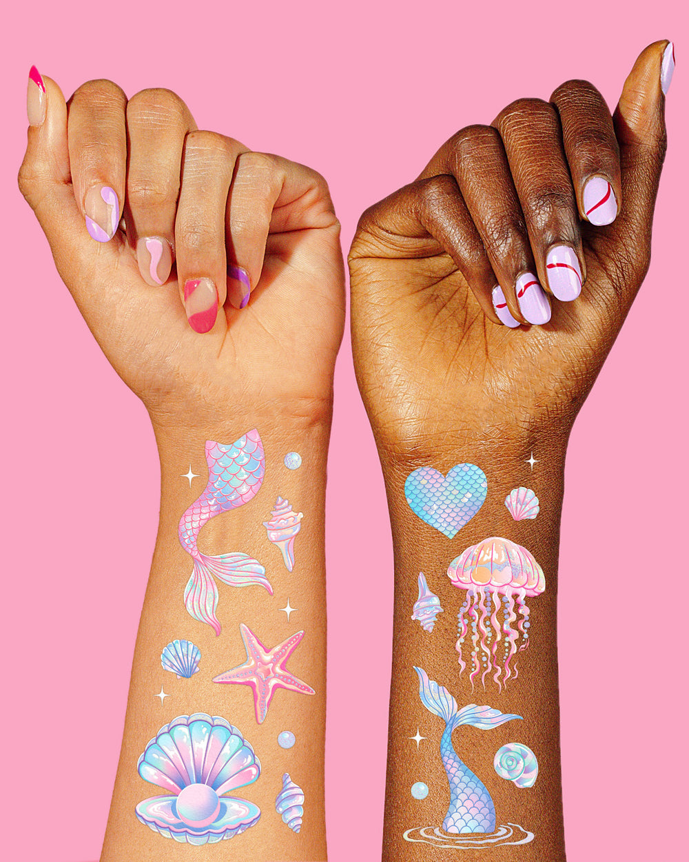 Pearlescent Mermaid Tats - 52 temporary tattoos