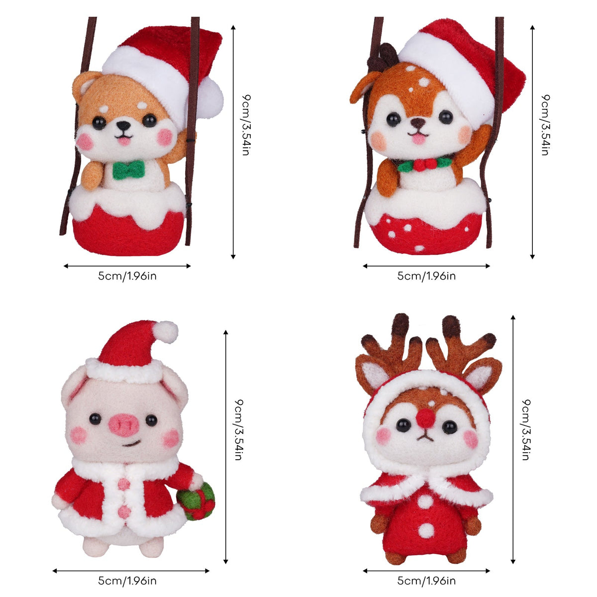 Shiba Inu Fawn Piggy and Reindeer Christmas Needle Felting Kit by Wizardi F07N8-Z-12