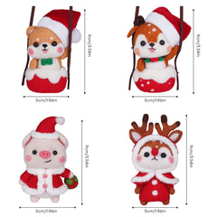 Shiba Inu Fawn Piggy and Reindeer Christmas Needle Felting Kit by Wizardi F07N8-Z-12
