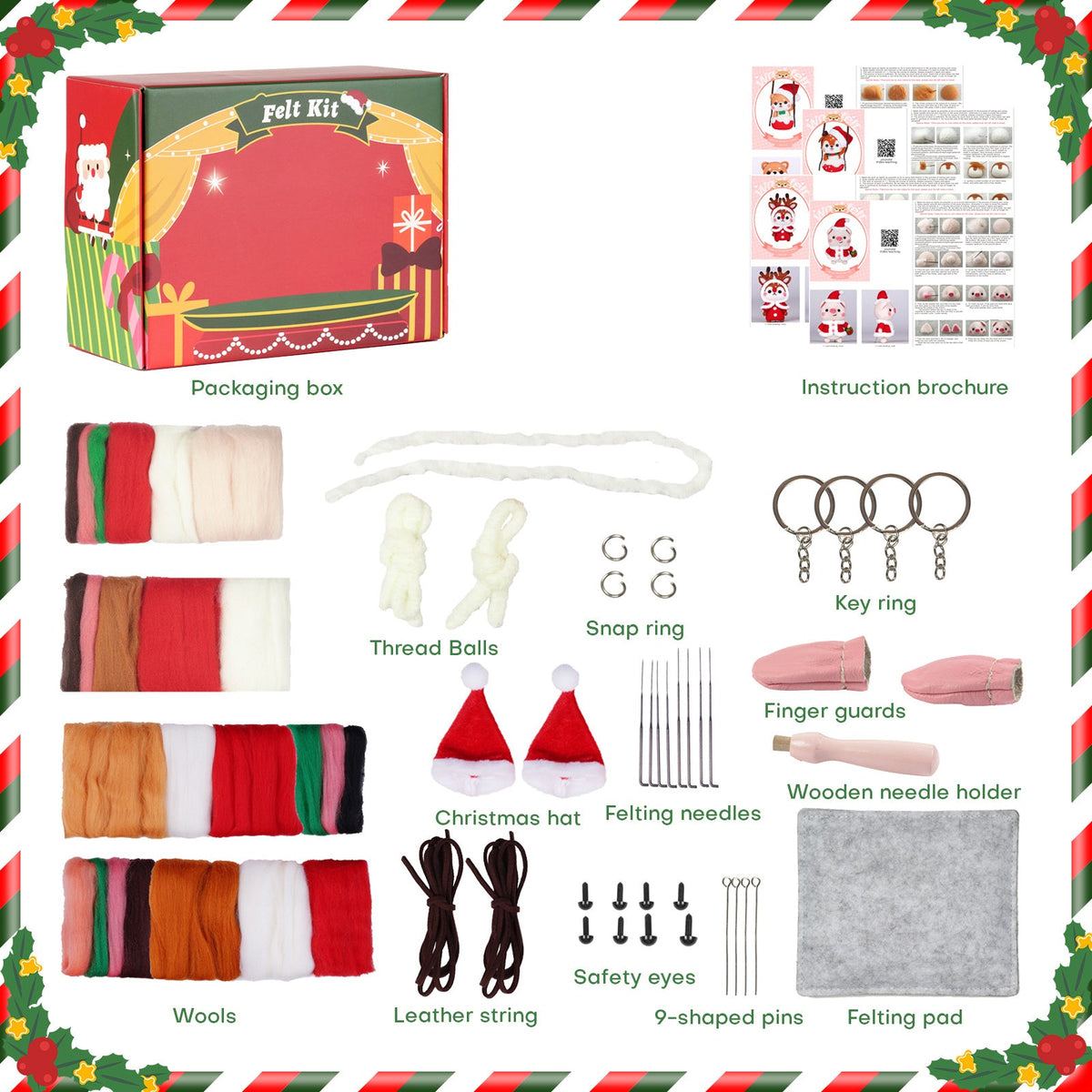 Shiba Inu Fawn Piggy and Reindeer Christmas Needle Felting Kit by Wizardi F07N8-Z-12