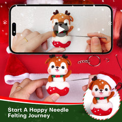 Shiba Inu Fawn Piggy and Reindeer Christmas Needle Felting Kit by Wizardi F07N8-Z-12