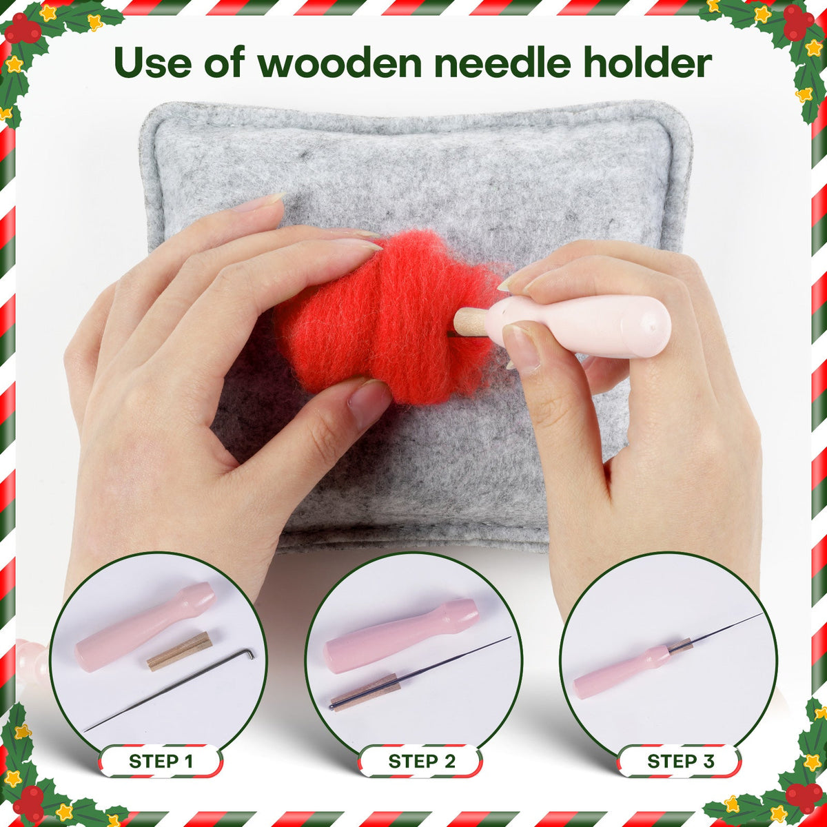 Shiba Inu Fawn Piggy and Reindeer Christmas Needle Felting Kit by Wizardi F07N8-Z-12