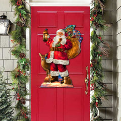 Woodland Santa Wall Door Hanger by D. Gelsinger - Christmas Santa Snowman Decor - 8461028H-1105